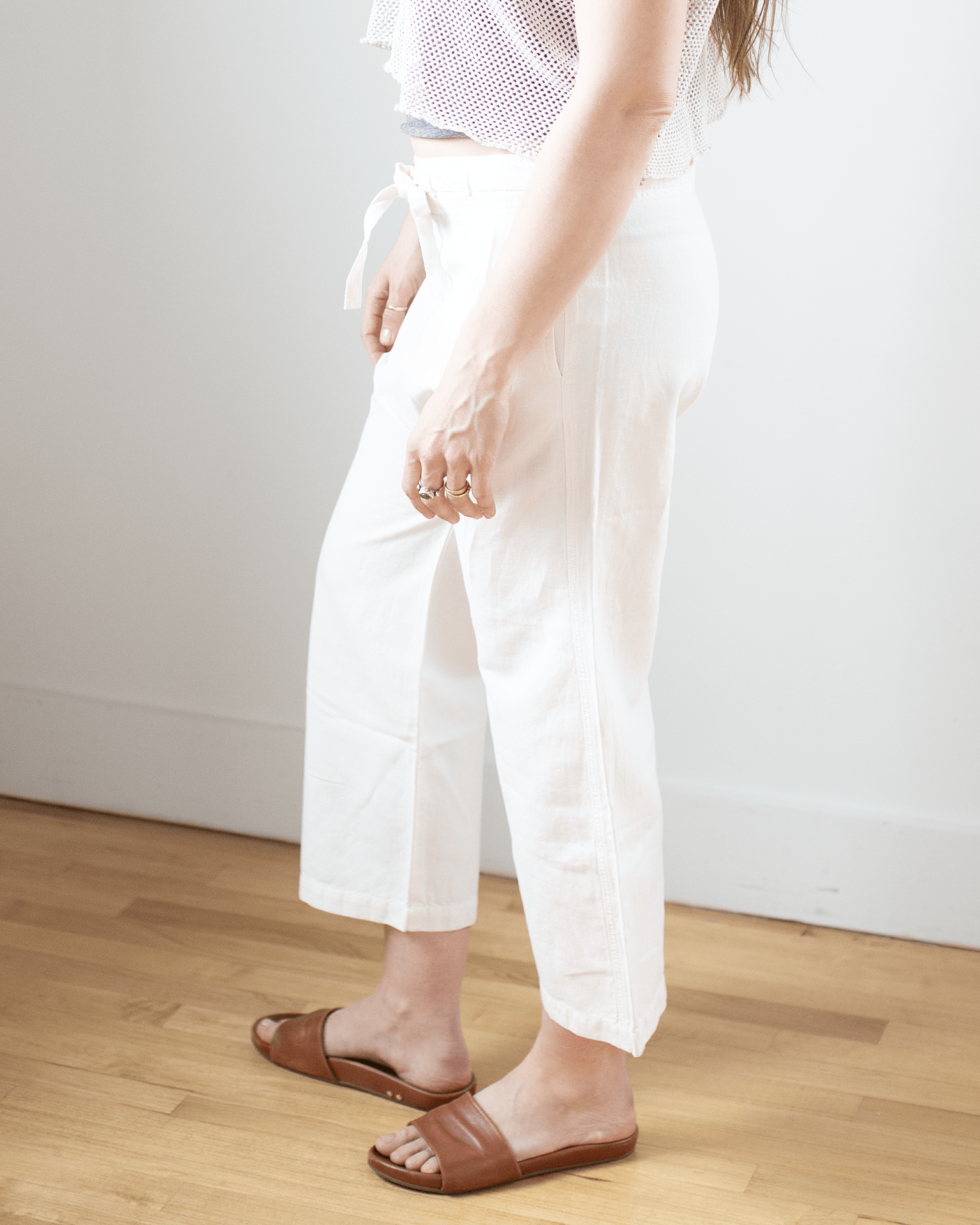 Akari Tie Waist Pants in Ivory
