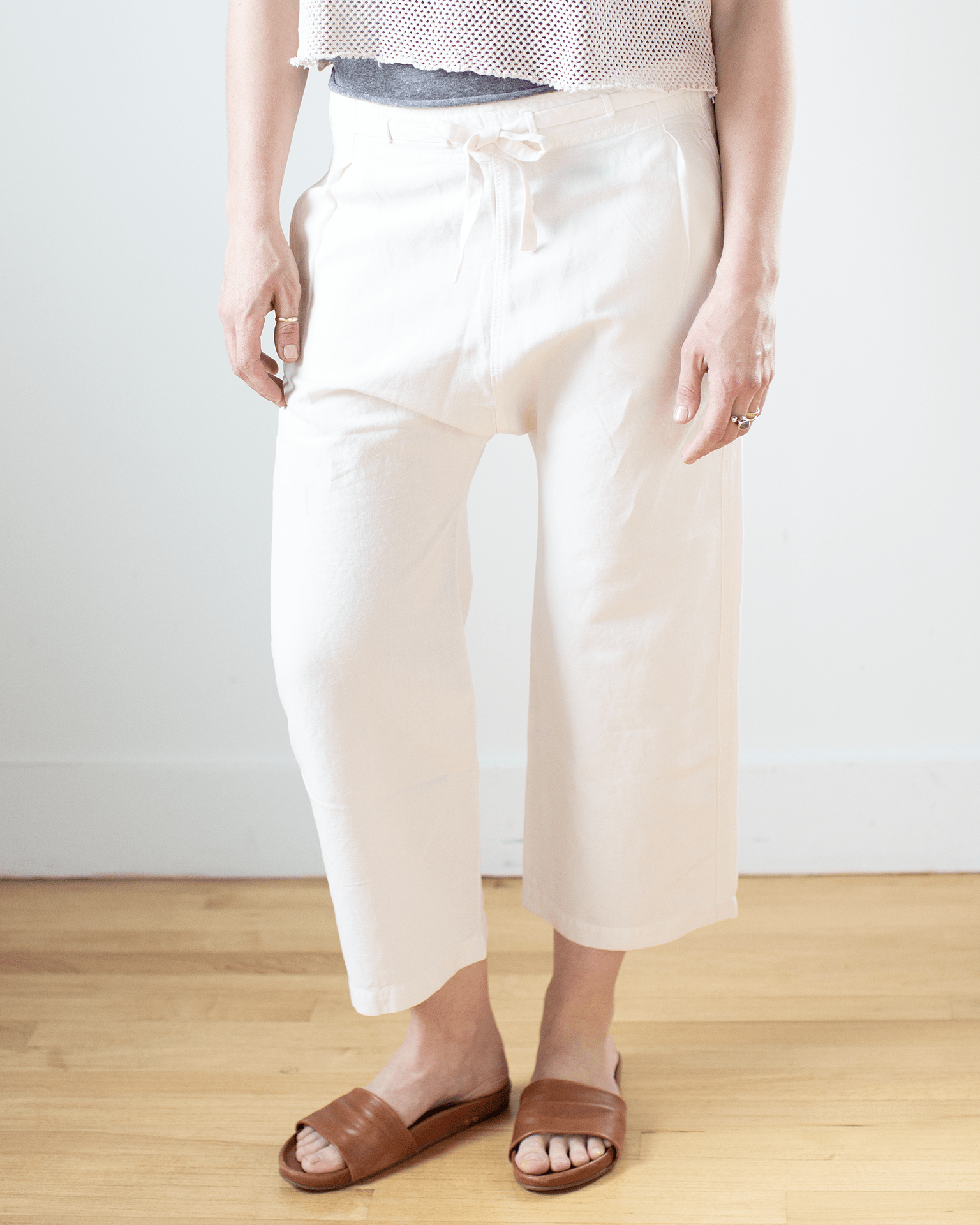 Akari Tie Waist Pants in Ivory