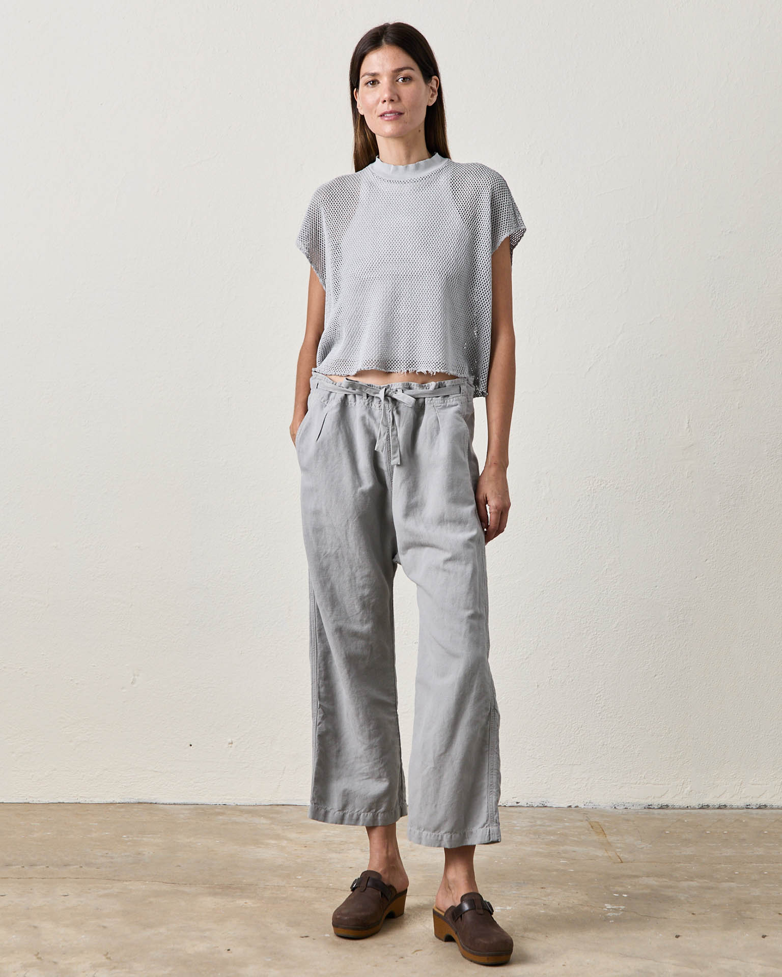 Akari Tie Waist Pants in Pale Grey