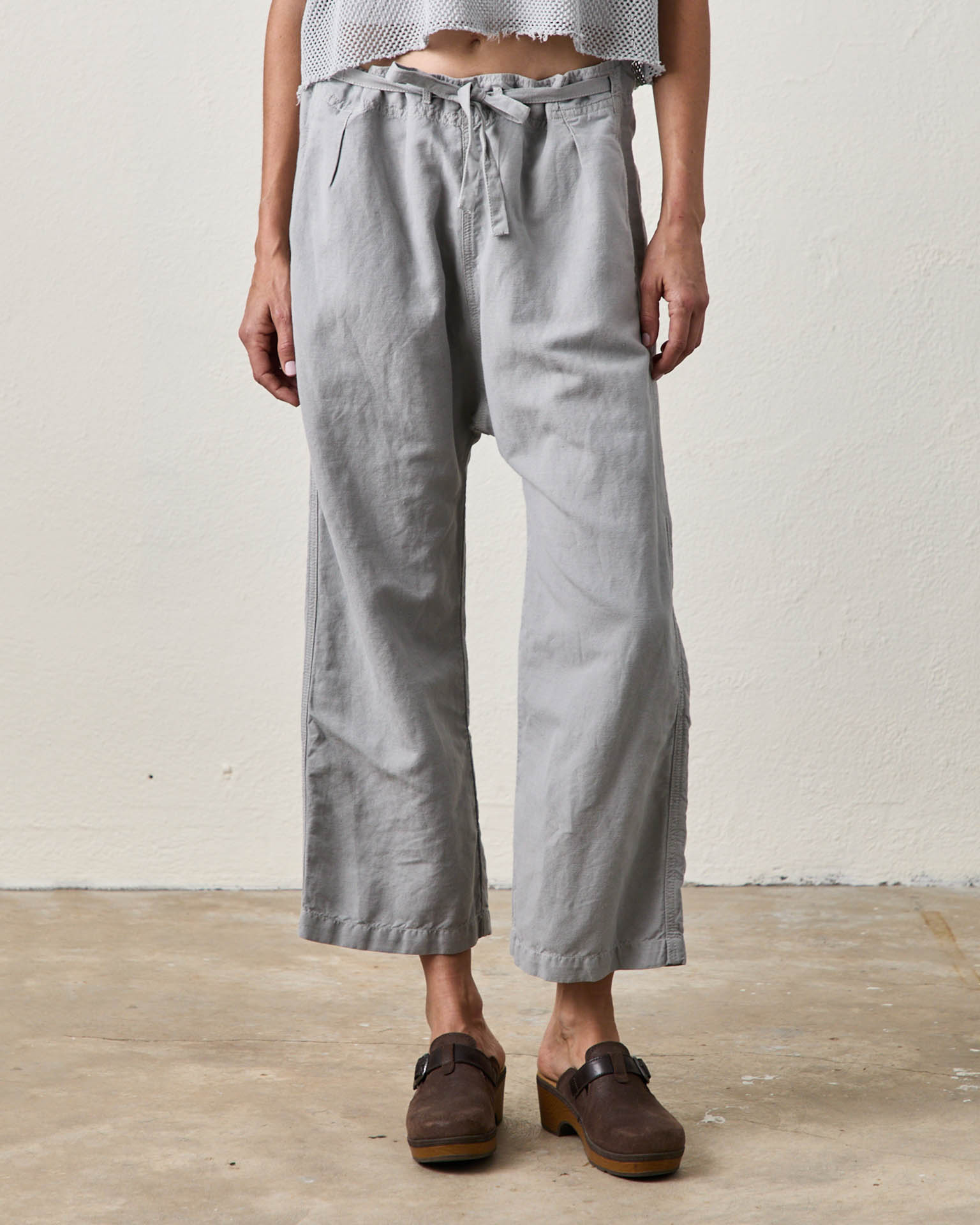 Akari Tie Waist Pants in Pale Grey