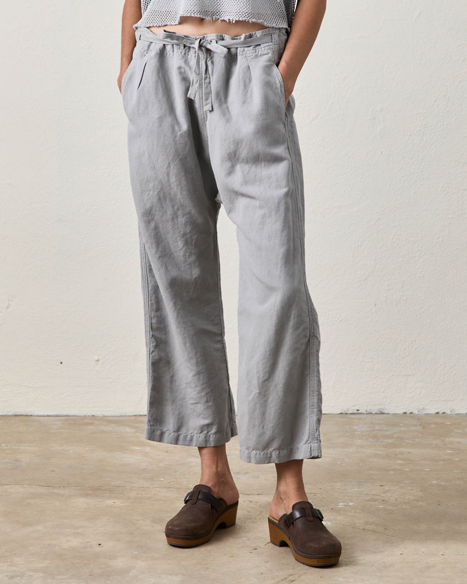 Akari Tie Waist Pants in Pale Grey