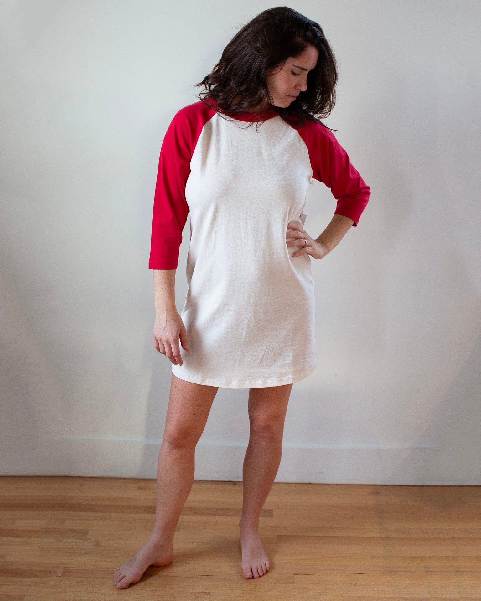 Franklin Baseball T Dress in Ivory/Red