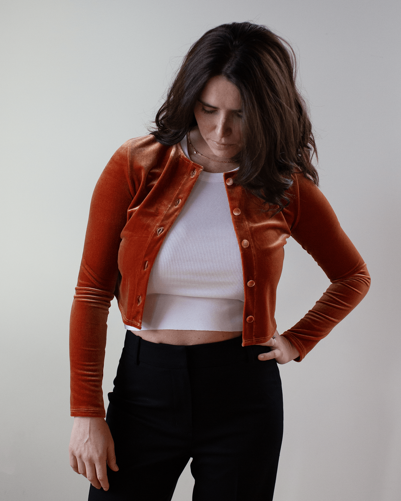 Classic Cardi Velvet in Amber