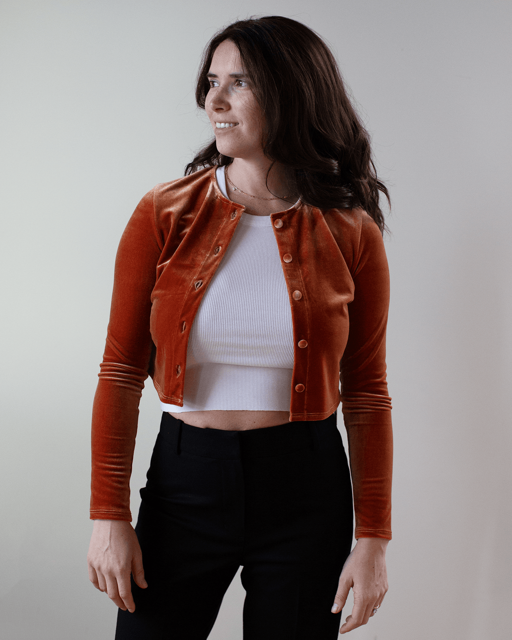 Classic Cardi Velvet in Amber