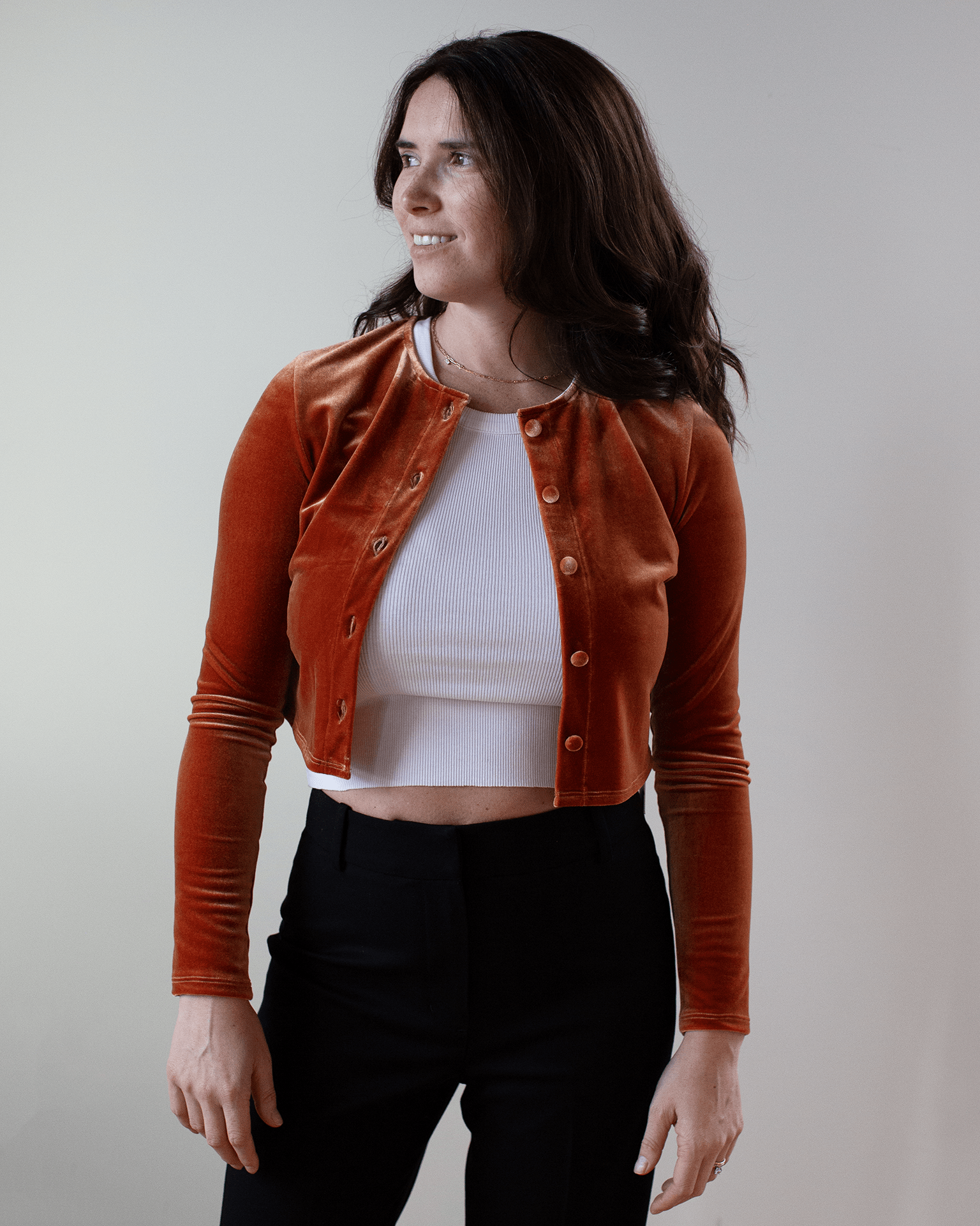 Classic Cardi Velvet in Amber