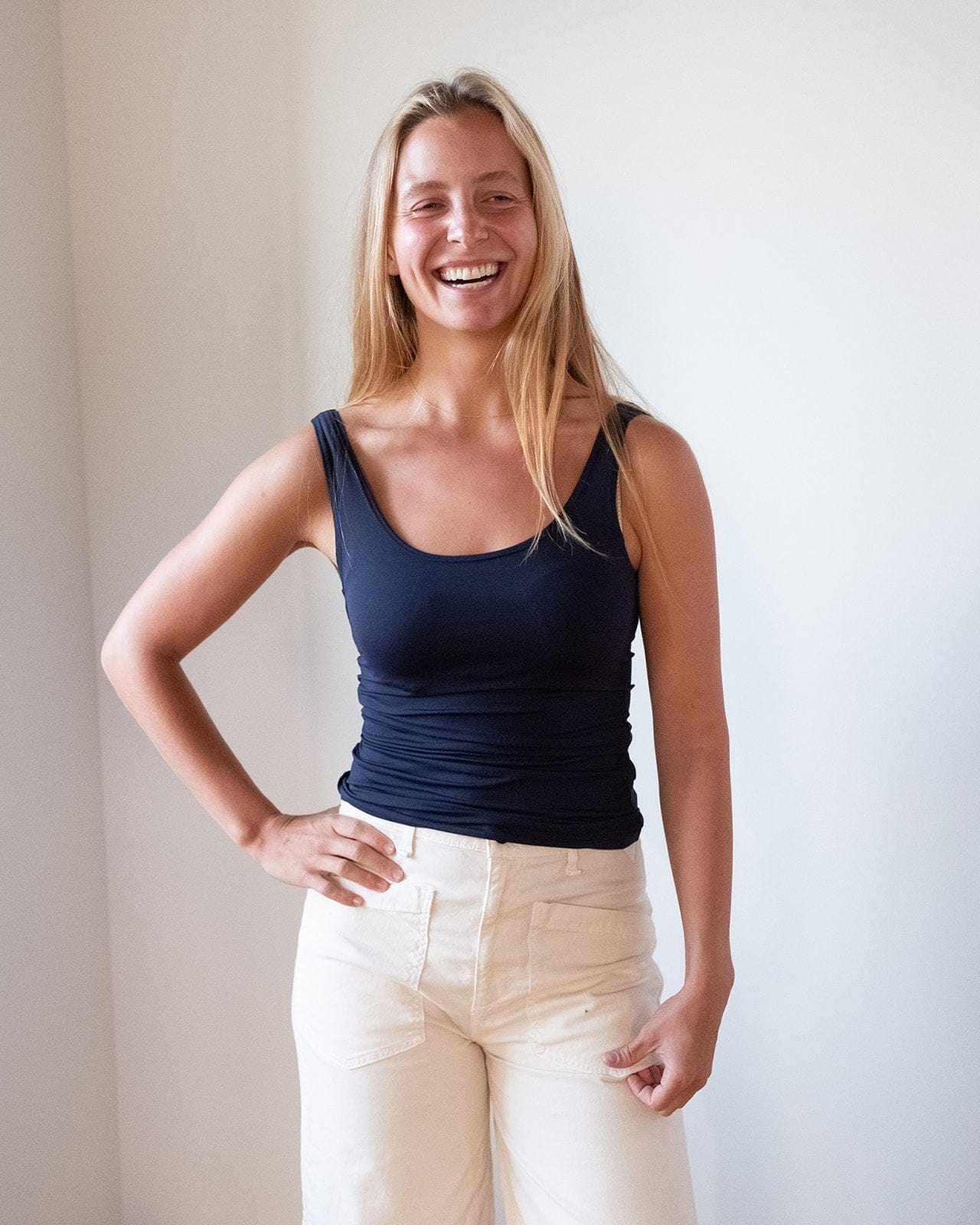 Del Low Back Tank in Navy