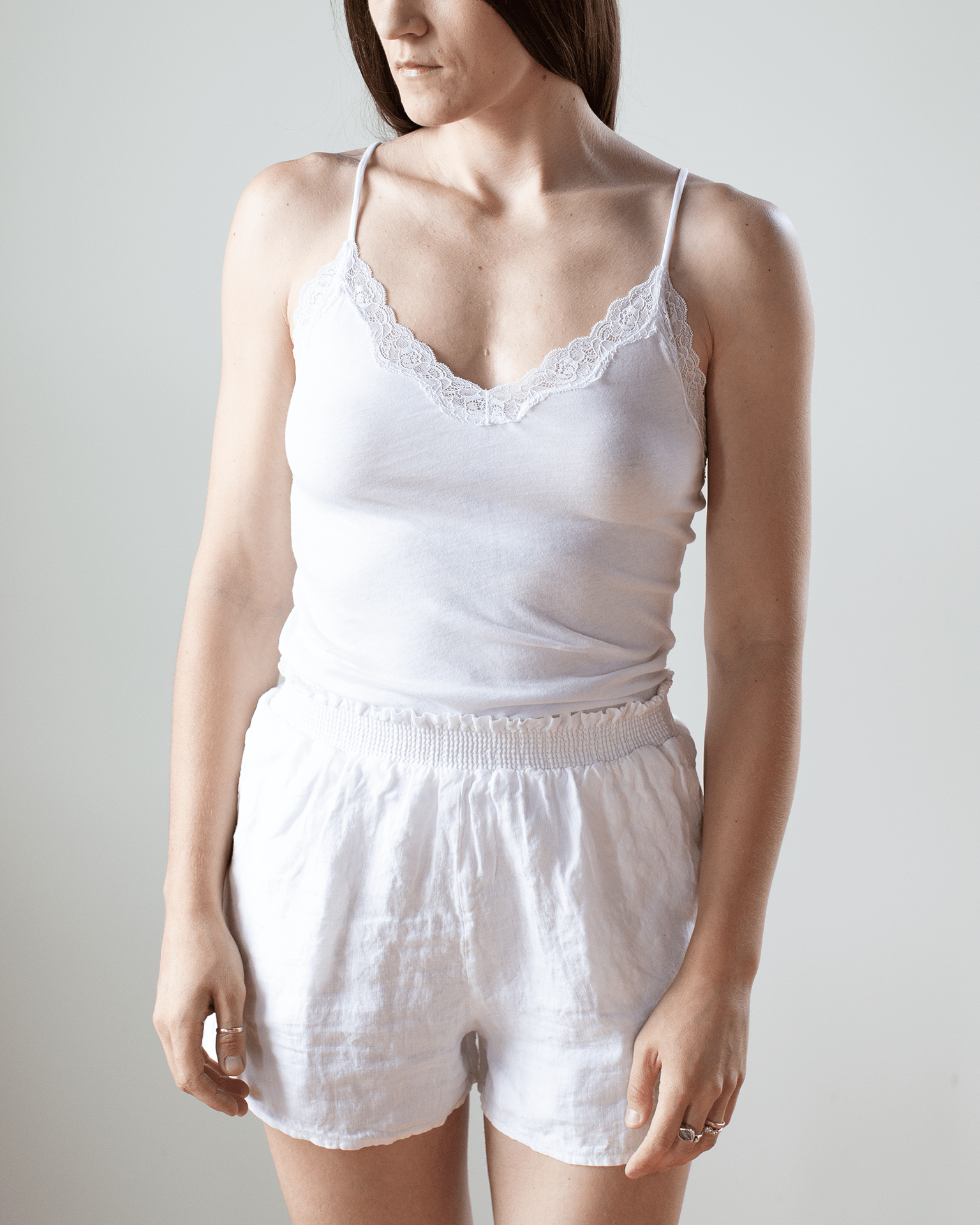 Org Cttn w/ Lace Cami in White