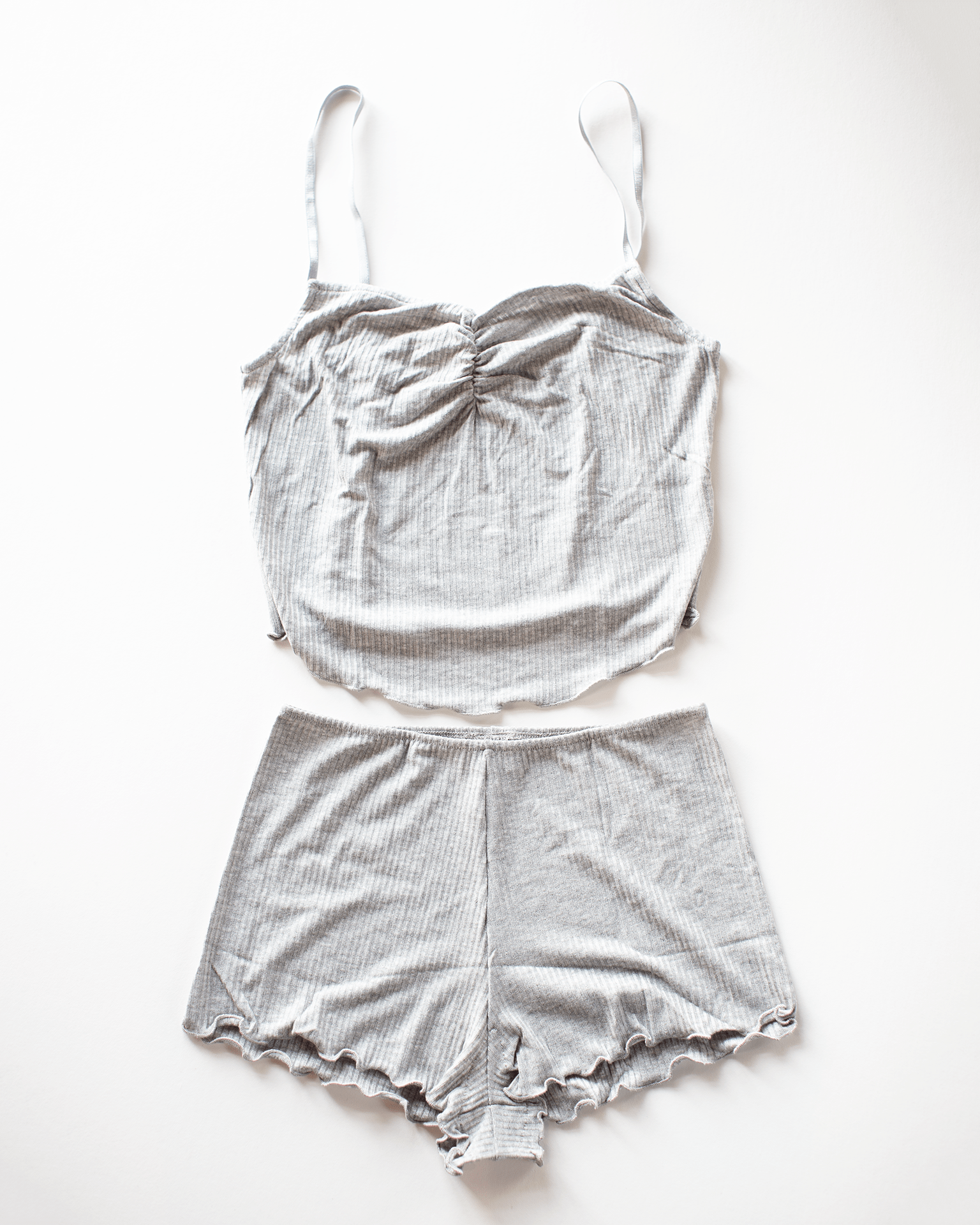 Pinch Front Cami & Pamela Short Set in Heather Grey