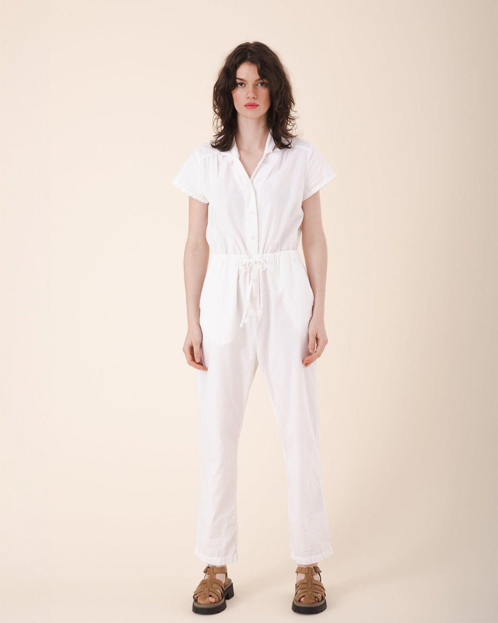 Crush A Lot Short Sleeve Jumpsuit in White
