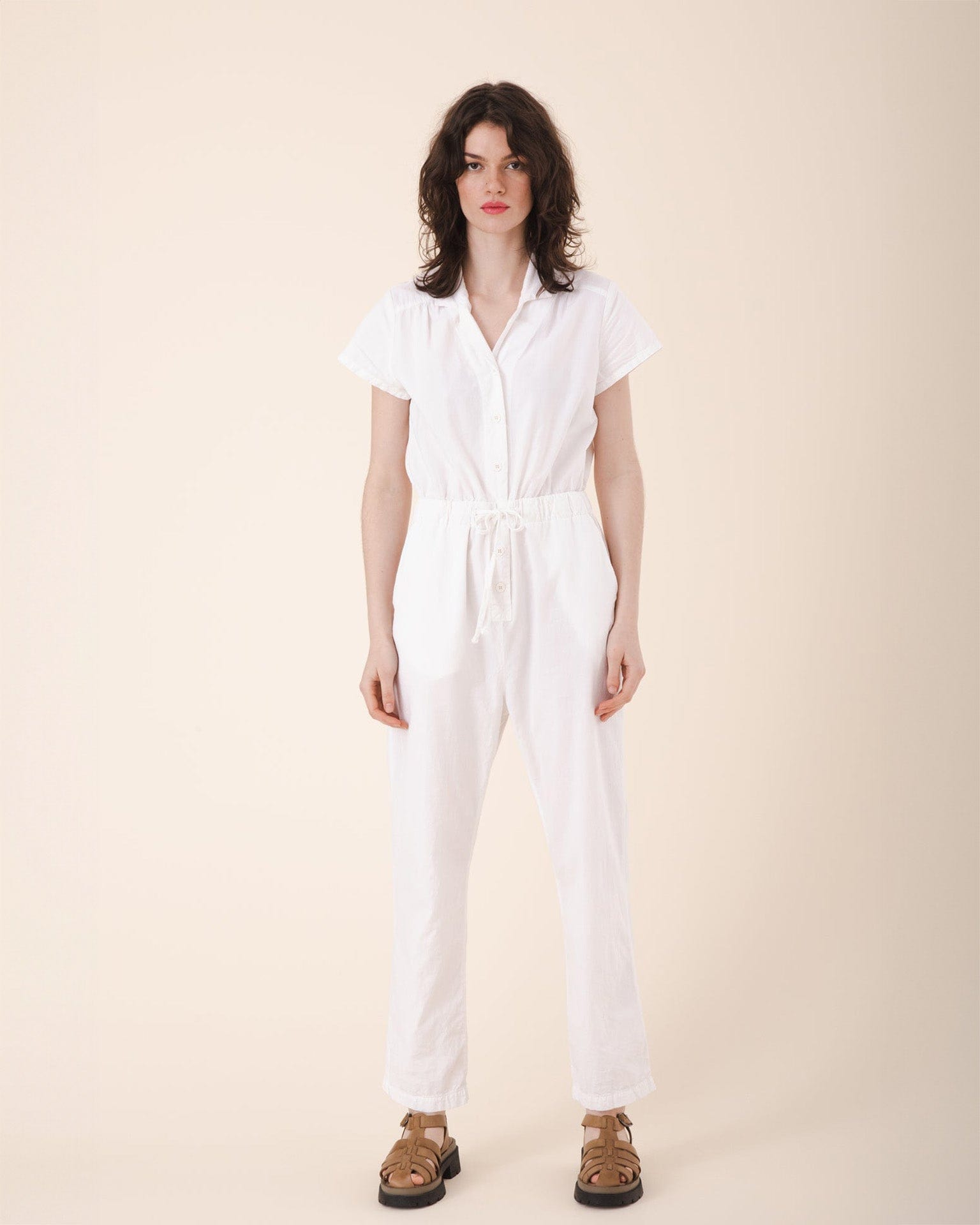 Crush A Lot Short Sleeve Jumpsuit in White