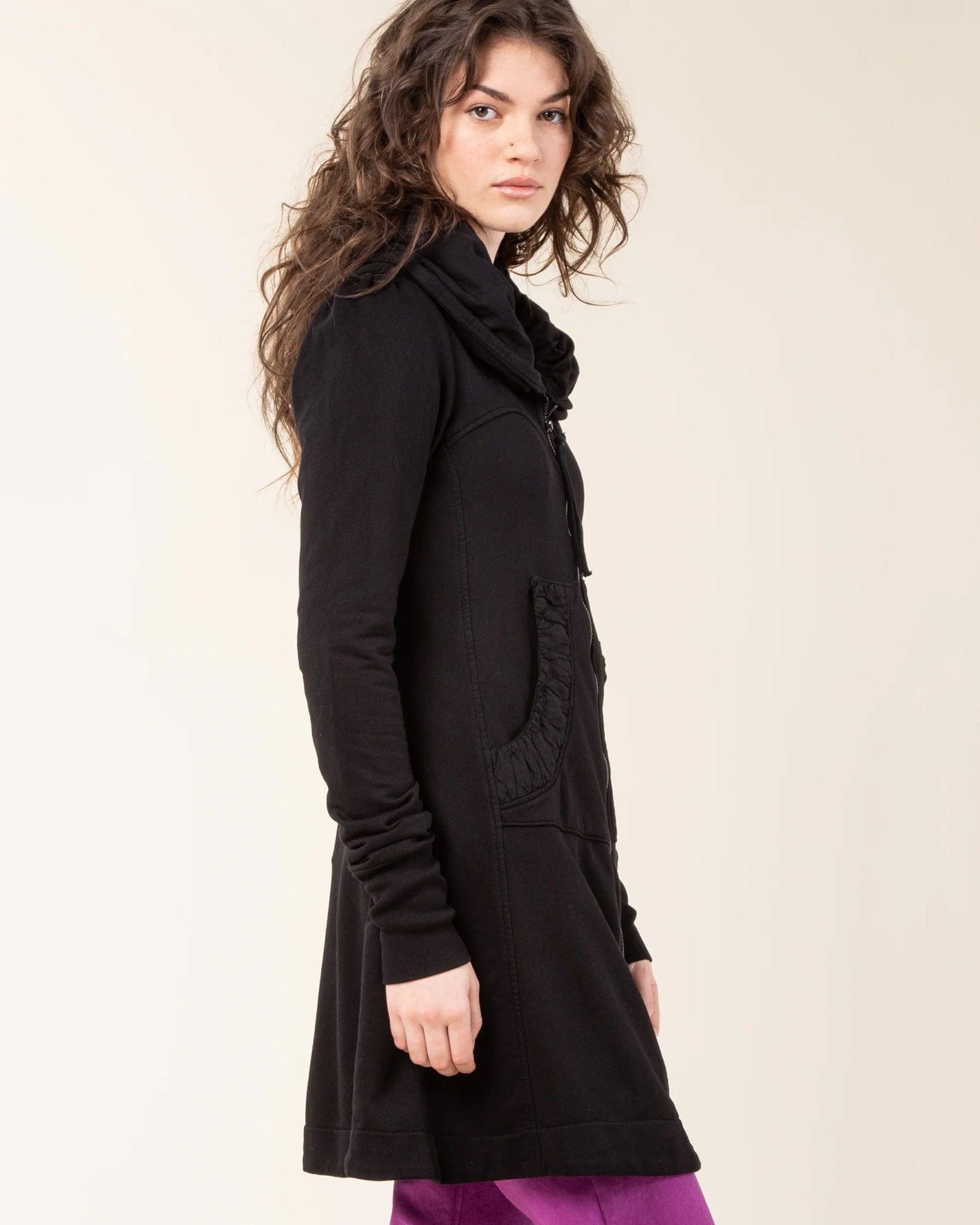 Long Cloak Hoodie in Black
