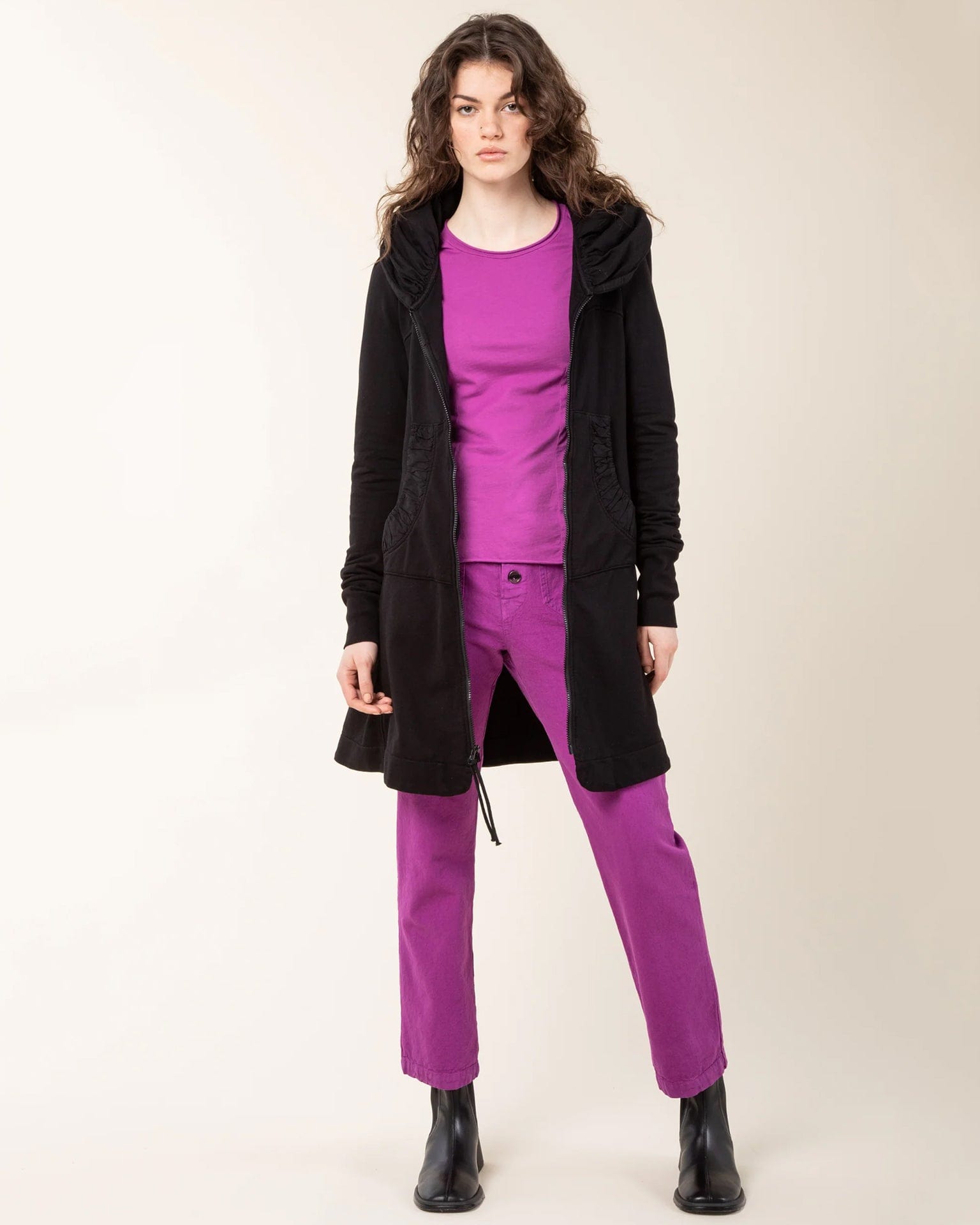 Long Cloak Hoodie in Black