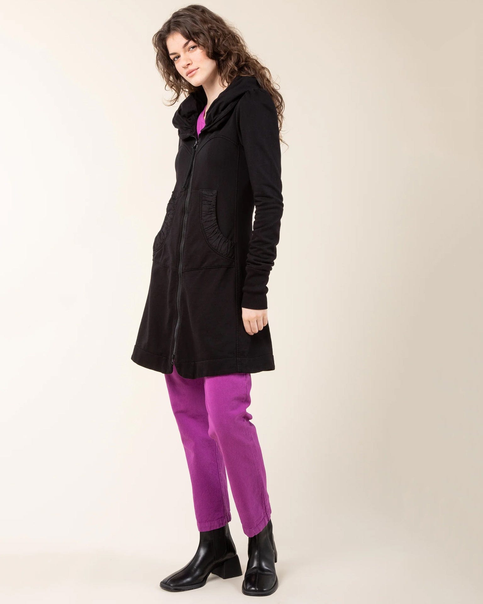Long Cloak Hoodie in Black