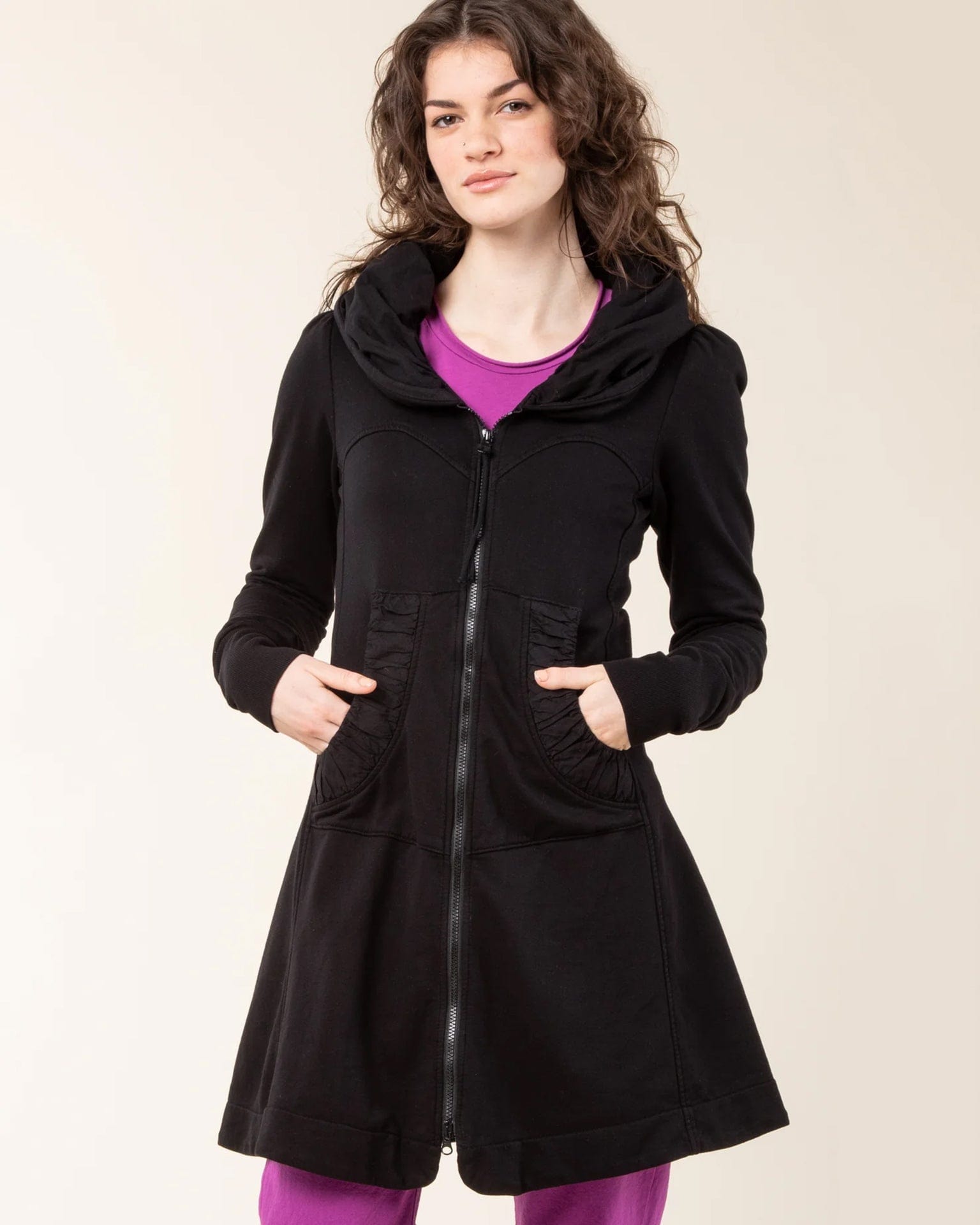 Long Cloak Hoodie in Black
