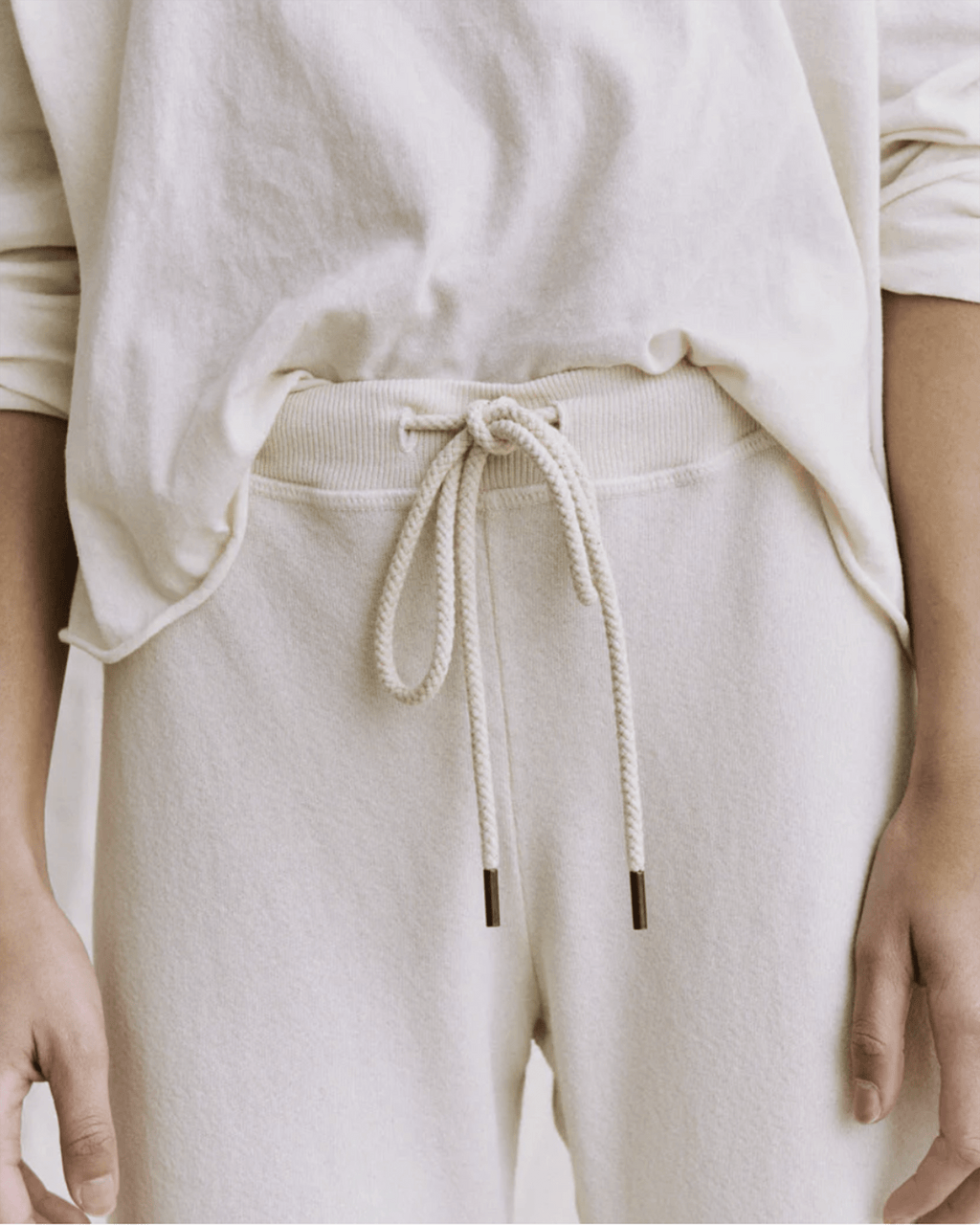 The Wide Leg Cropped Sweatpant in Washed White