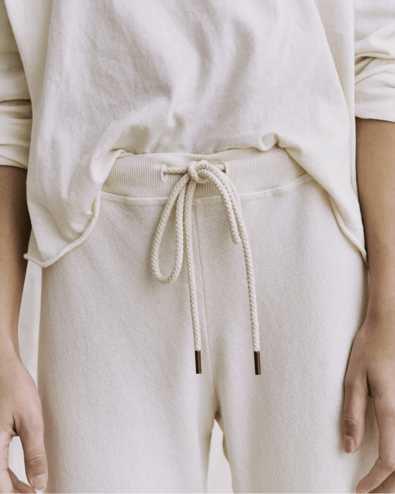 The Wide Leg Cropped Sweatpant in Washed White