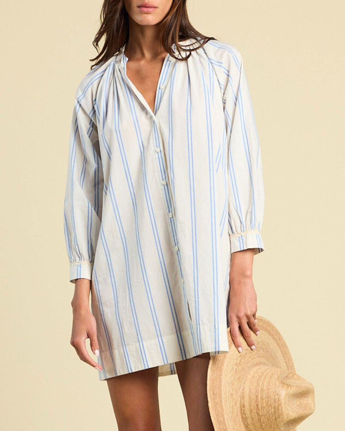 Angeline Dress in Cerulean Stripe