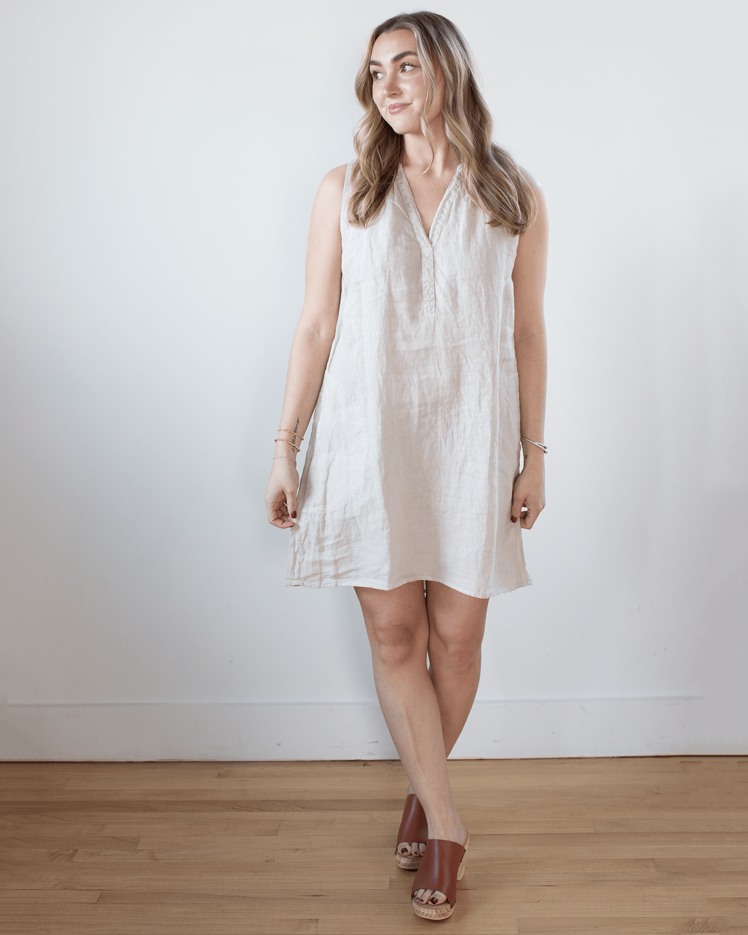 Adriana Sleeveless Dress in Cobble