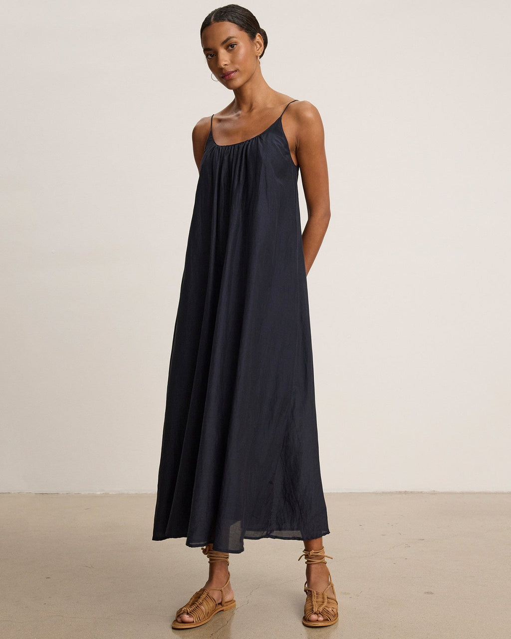 Avery Long Cami Dress in Black