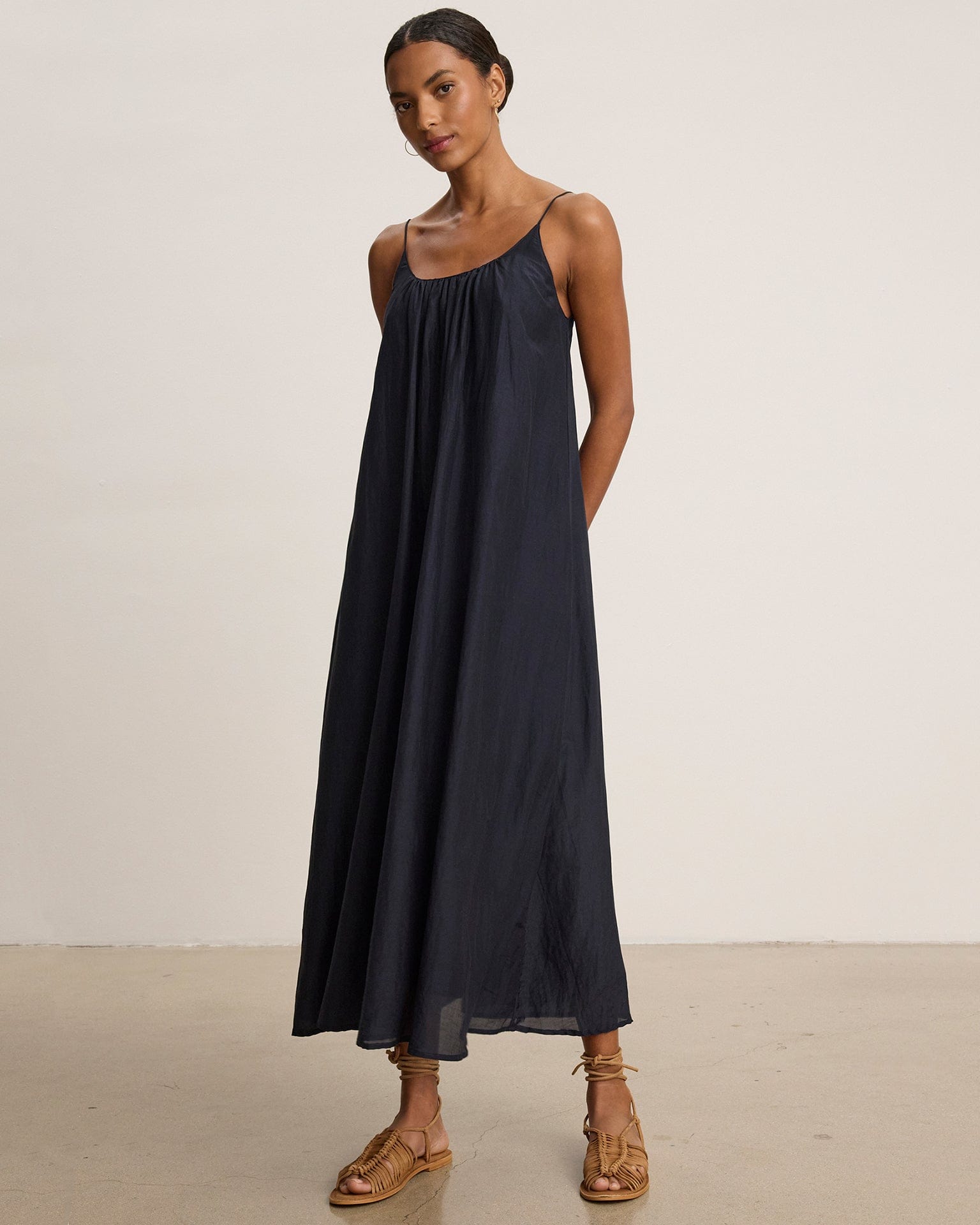 Avery Long Cami Dress in Black