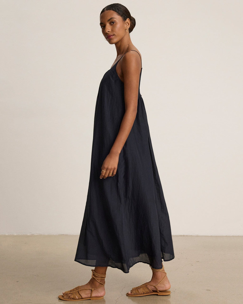 Avery Long Cami Dress in Black