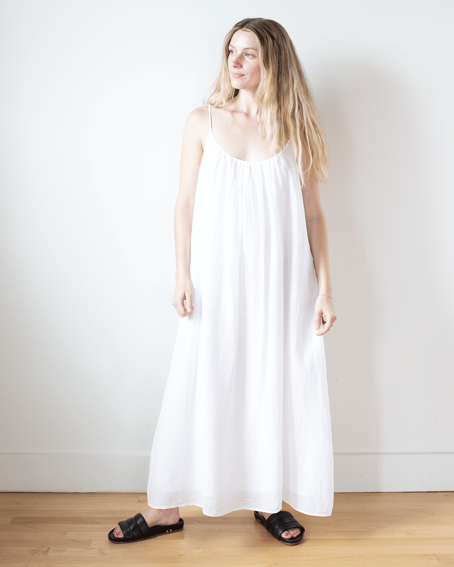 Avery Long Cami Dress in White