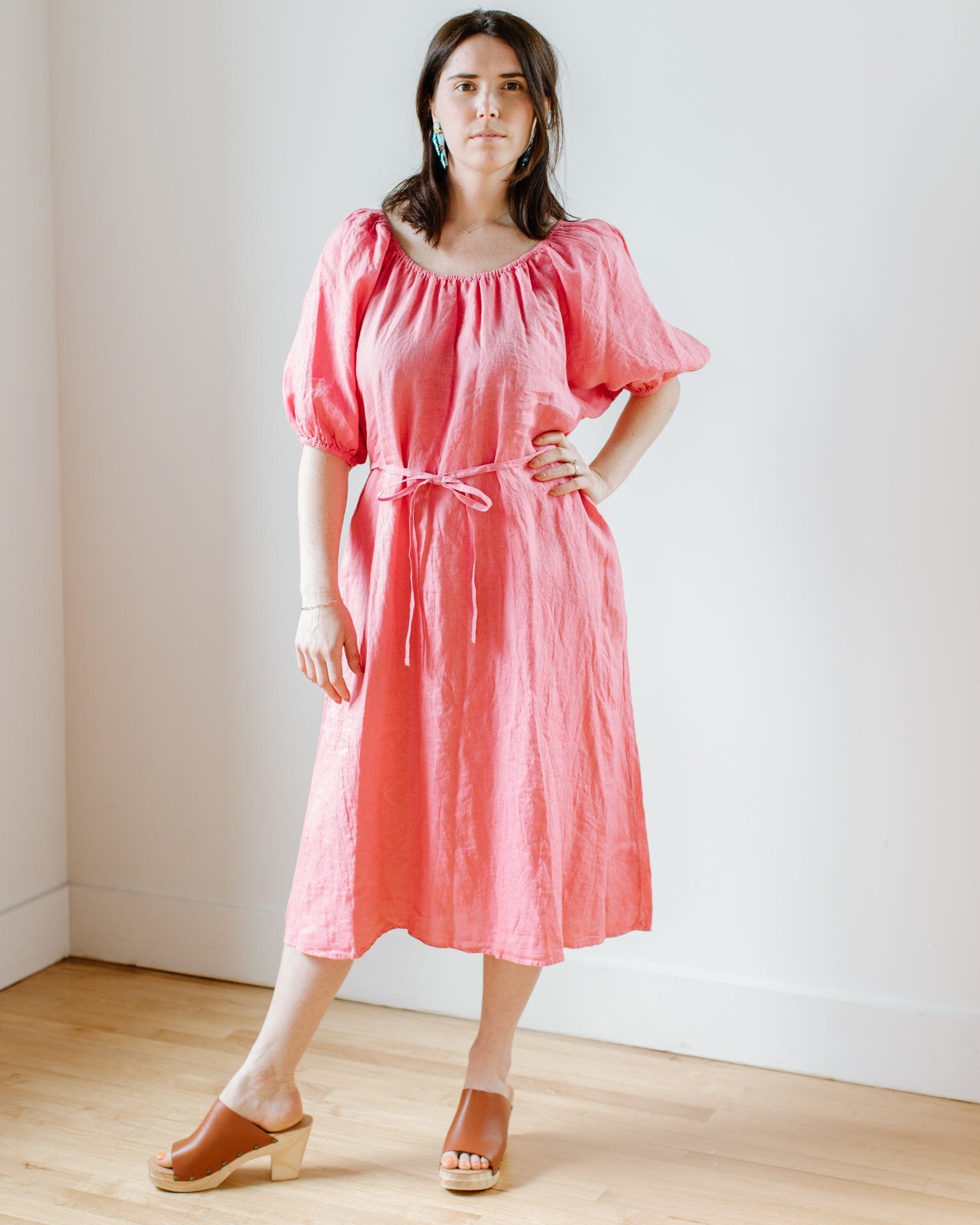 Elly Elastic Neck Tea Dress in Rosebay