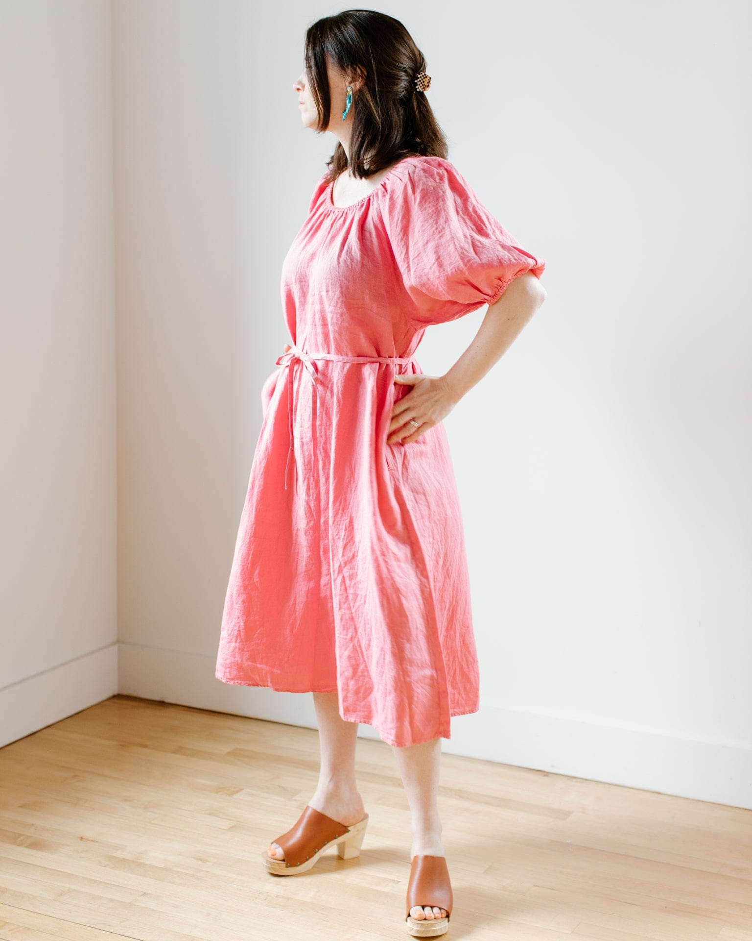 Elly Elastic Neck Tea Dress in Rosebay