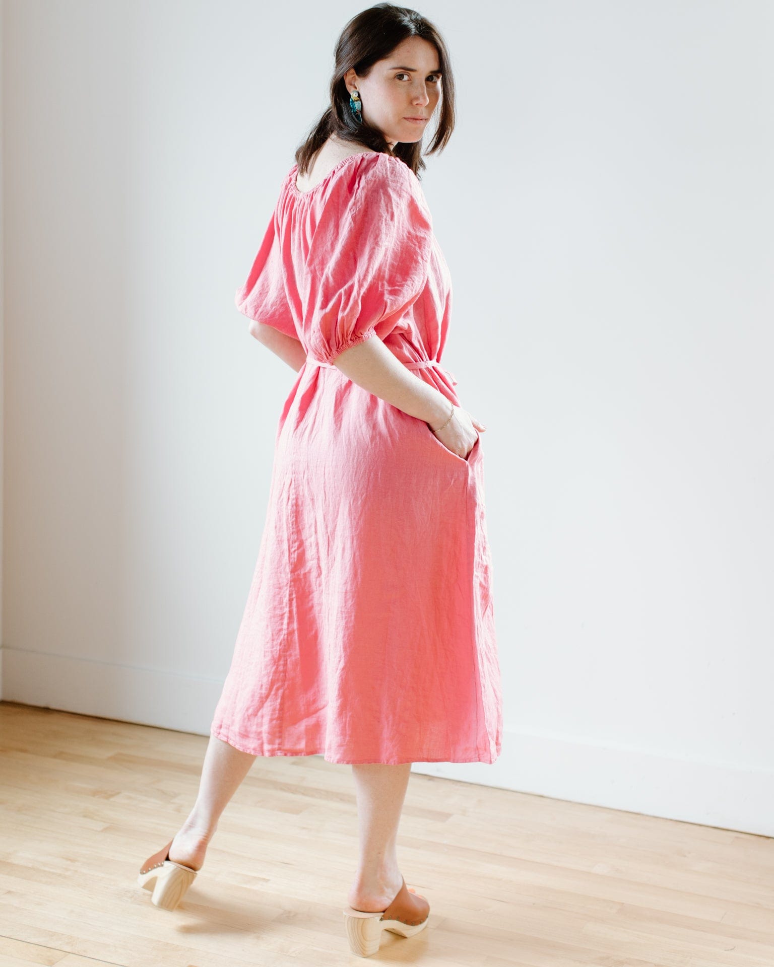 Elly Elastic Neck Tea Dress in Rosebay