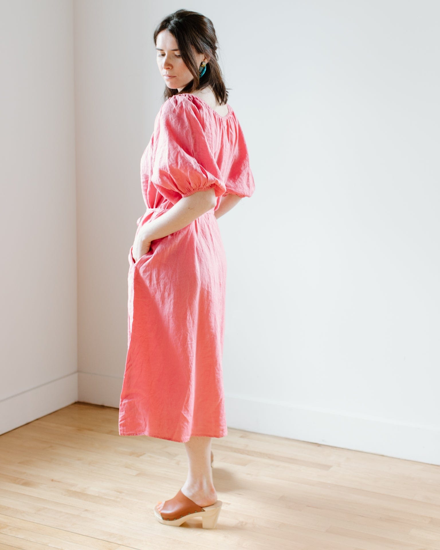 Elly Elastic Neck Tea Dress in Rosebay