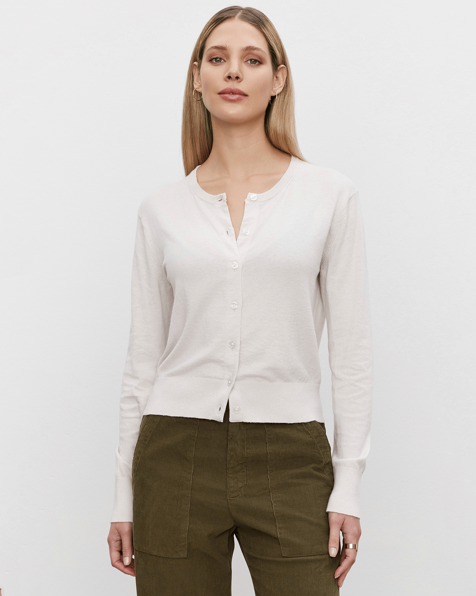 Violette L/S Cardi Top in Chalk