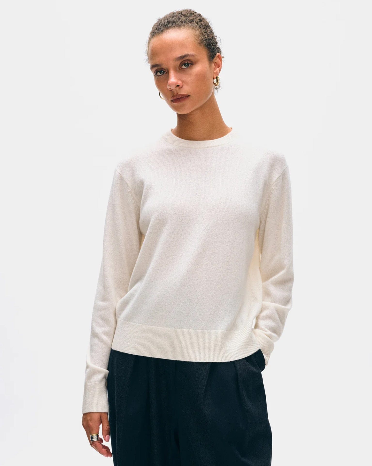 Cashmere Crew in Soft White