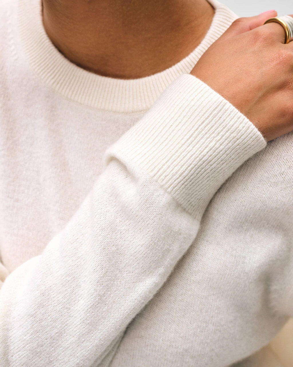 Cashmere Crew in Soft White