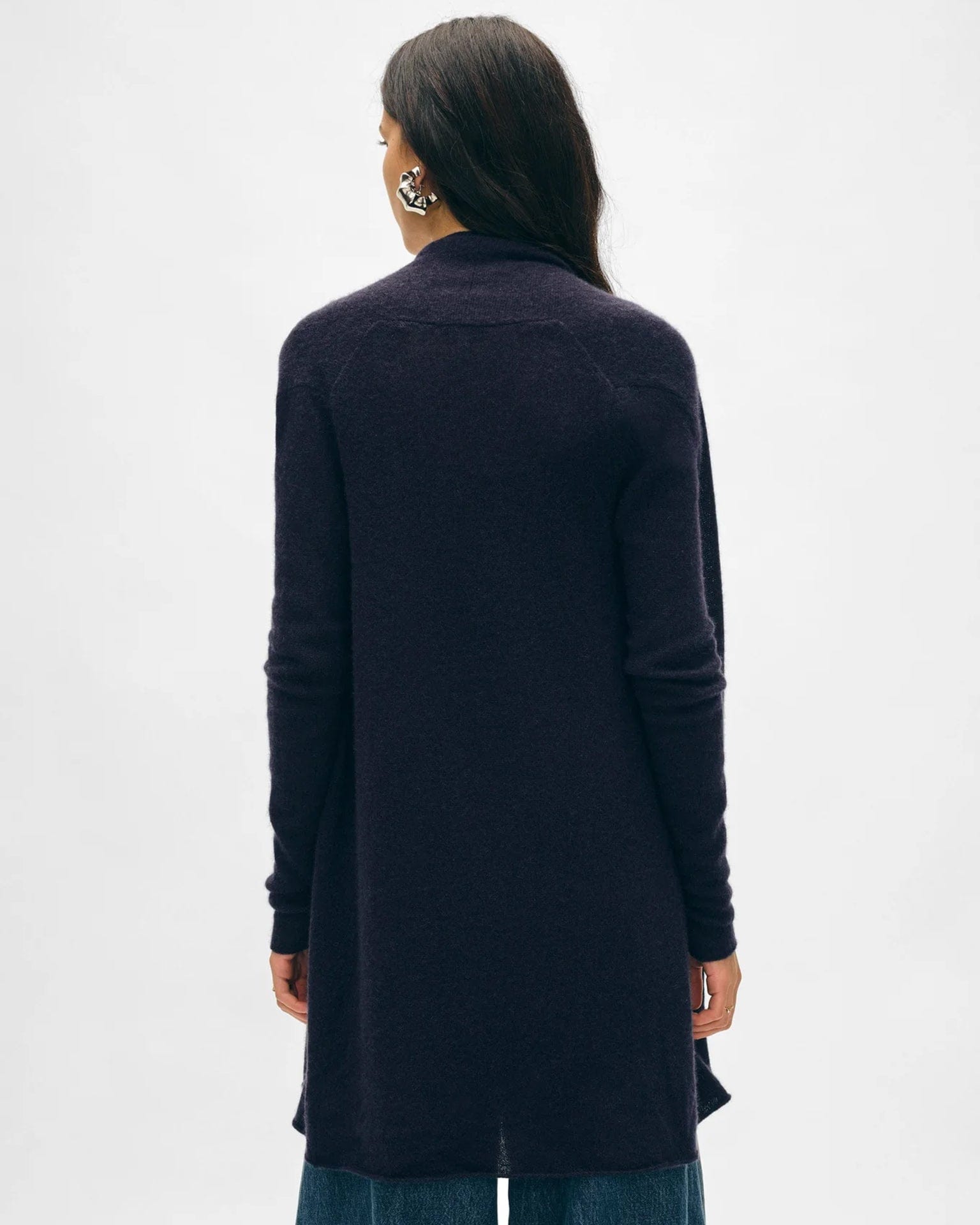 Cashmere Trapeze Cardigan in Deep Navy