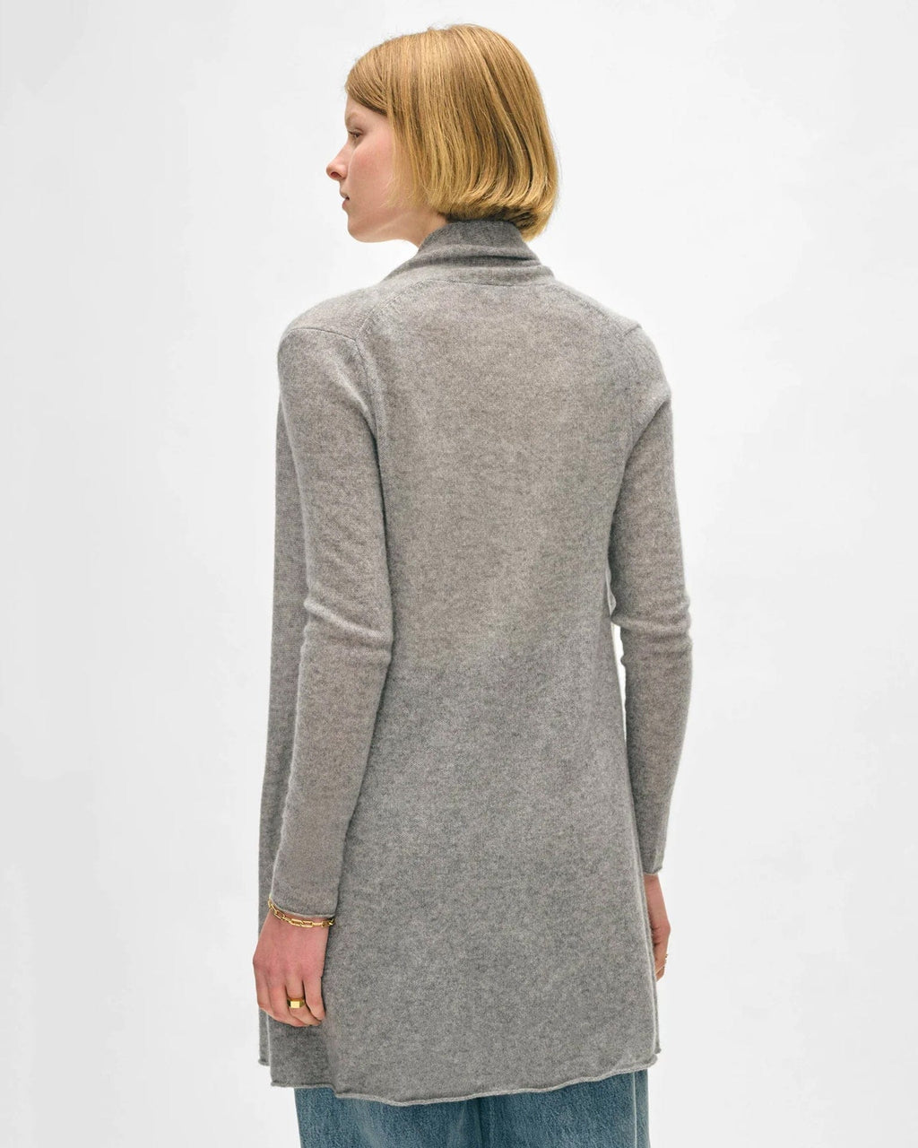 Cashmere Trapeze Cardigan in Grey Heather