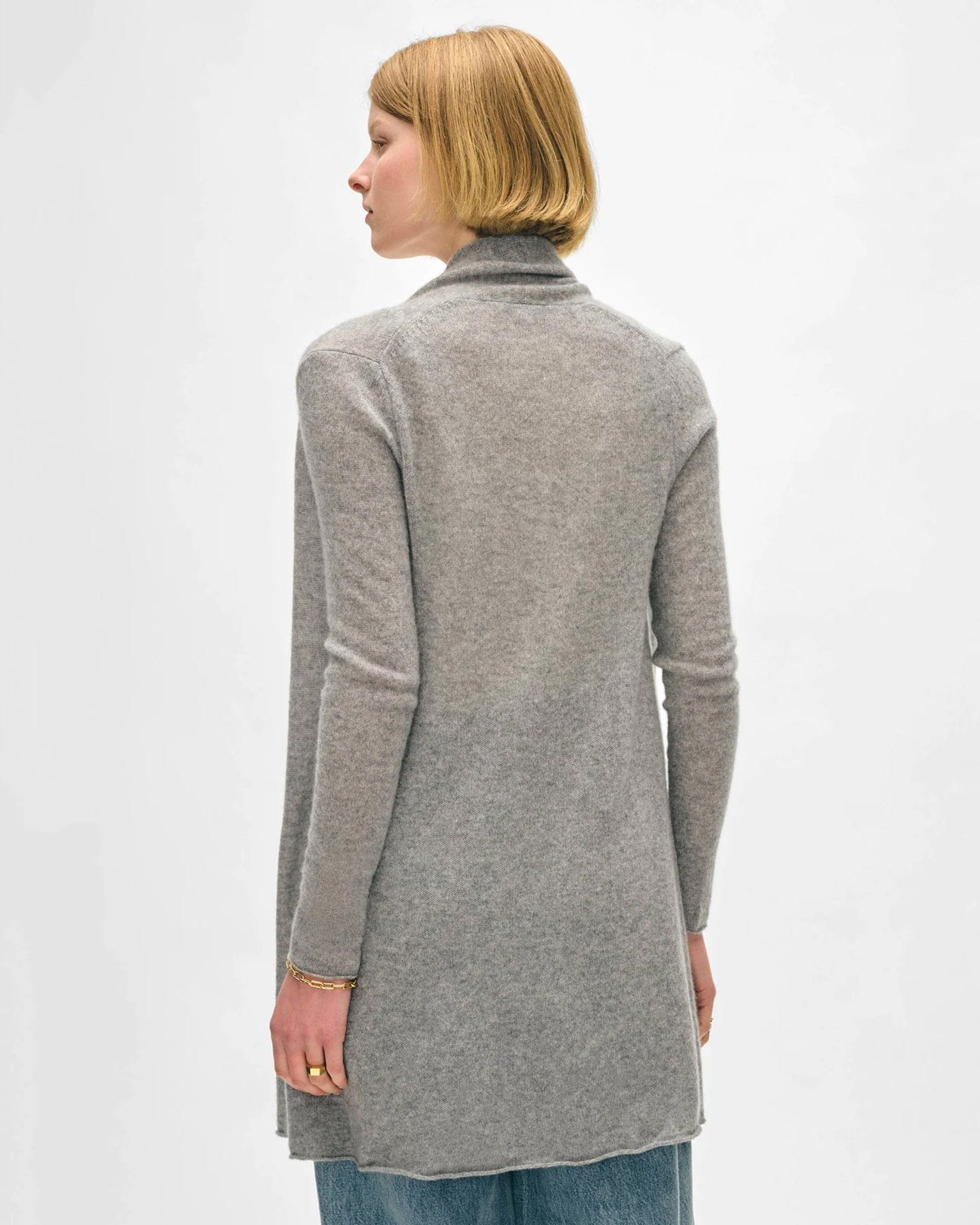 Cashmere Trapeze Cardigan in Grey Heather