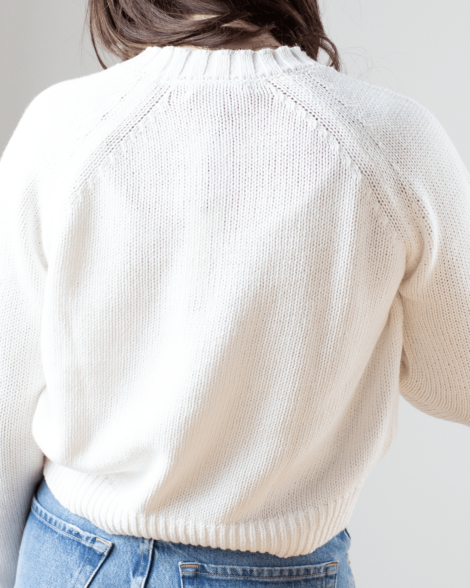 Cotton Blend Beachy Crew in White