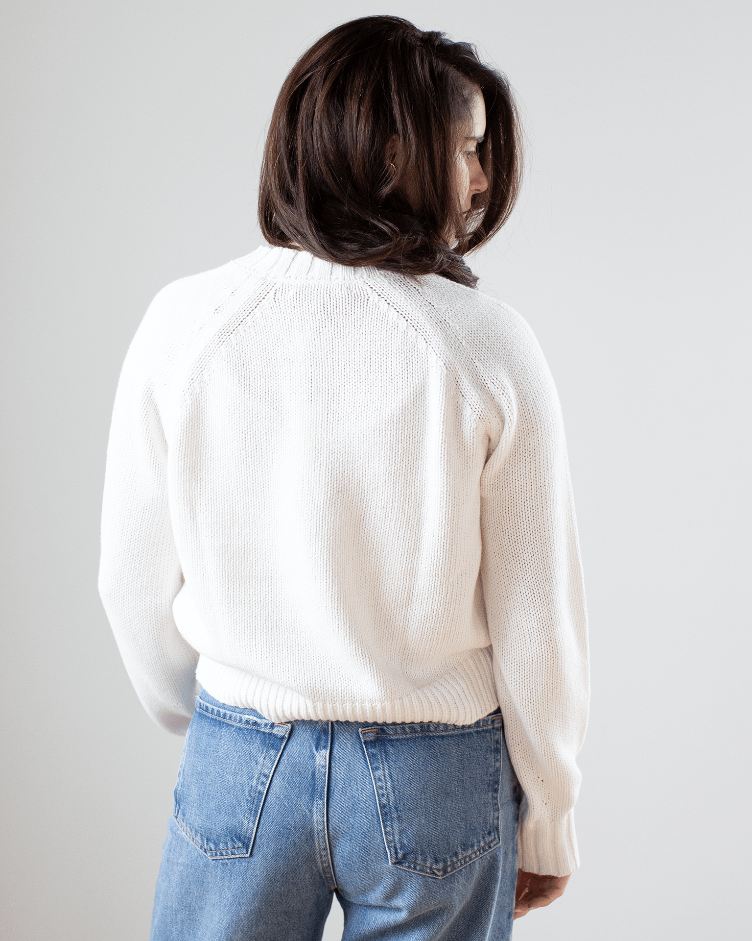 Cotton Blend Beachy Crew in White