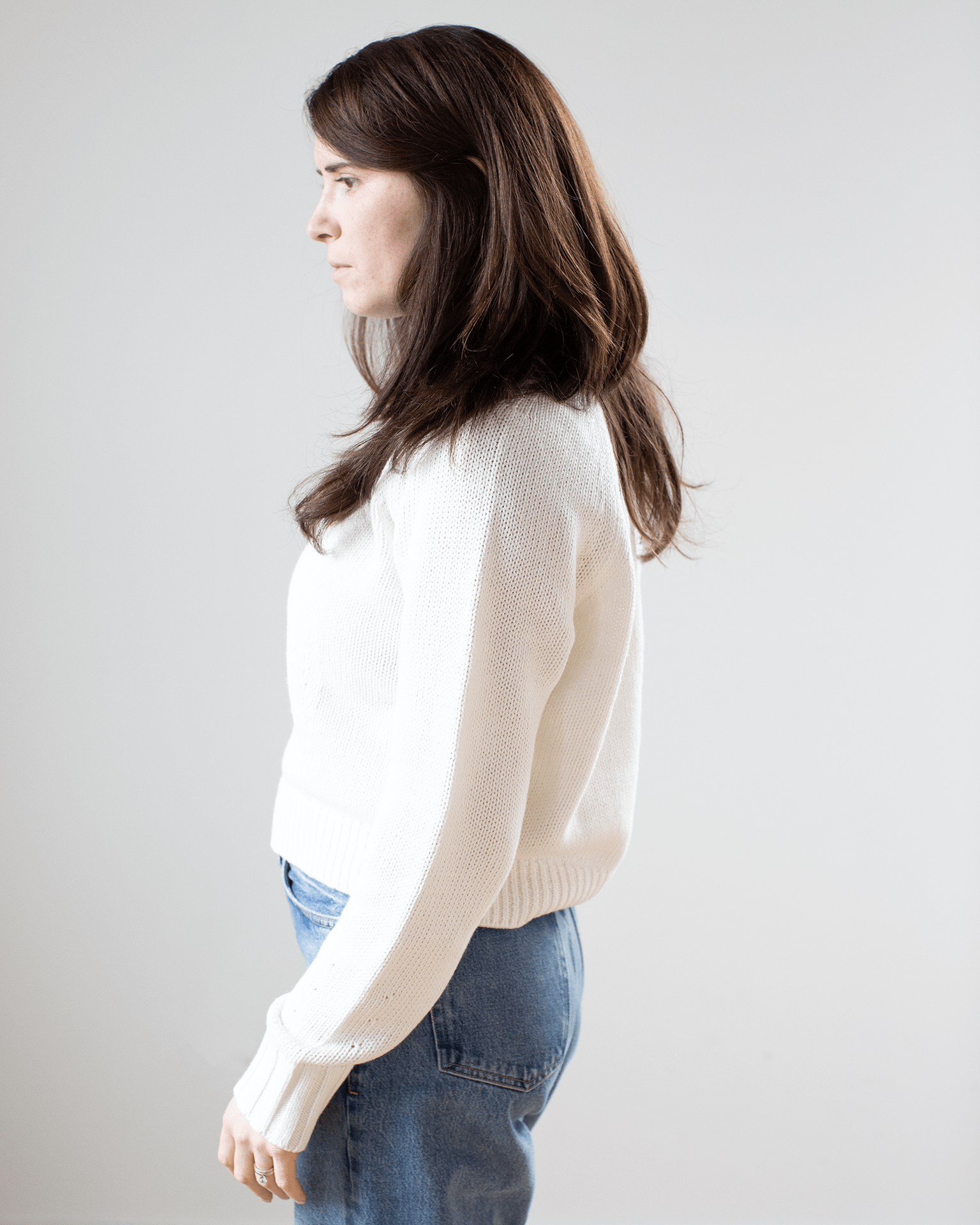 Cotton Blend Beachy Crew in White