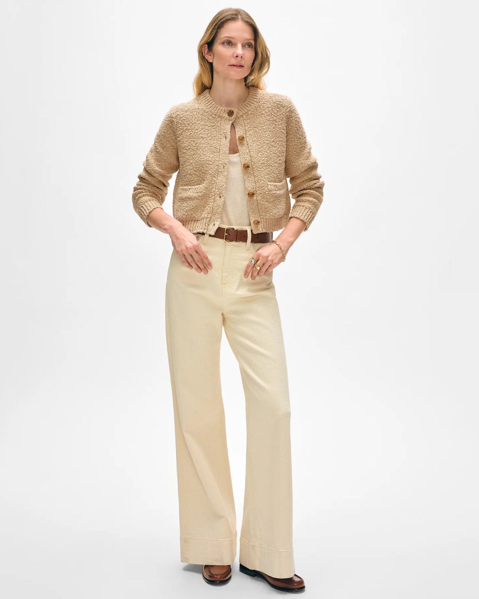Cotton Slub Pocket Cardigan in Sable