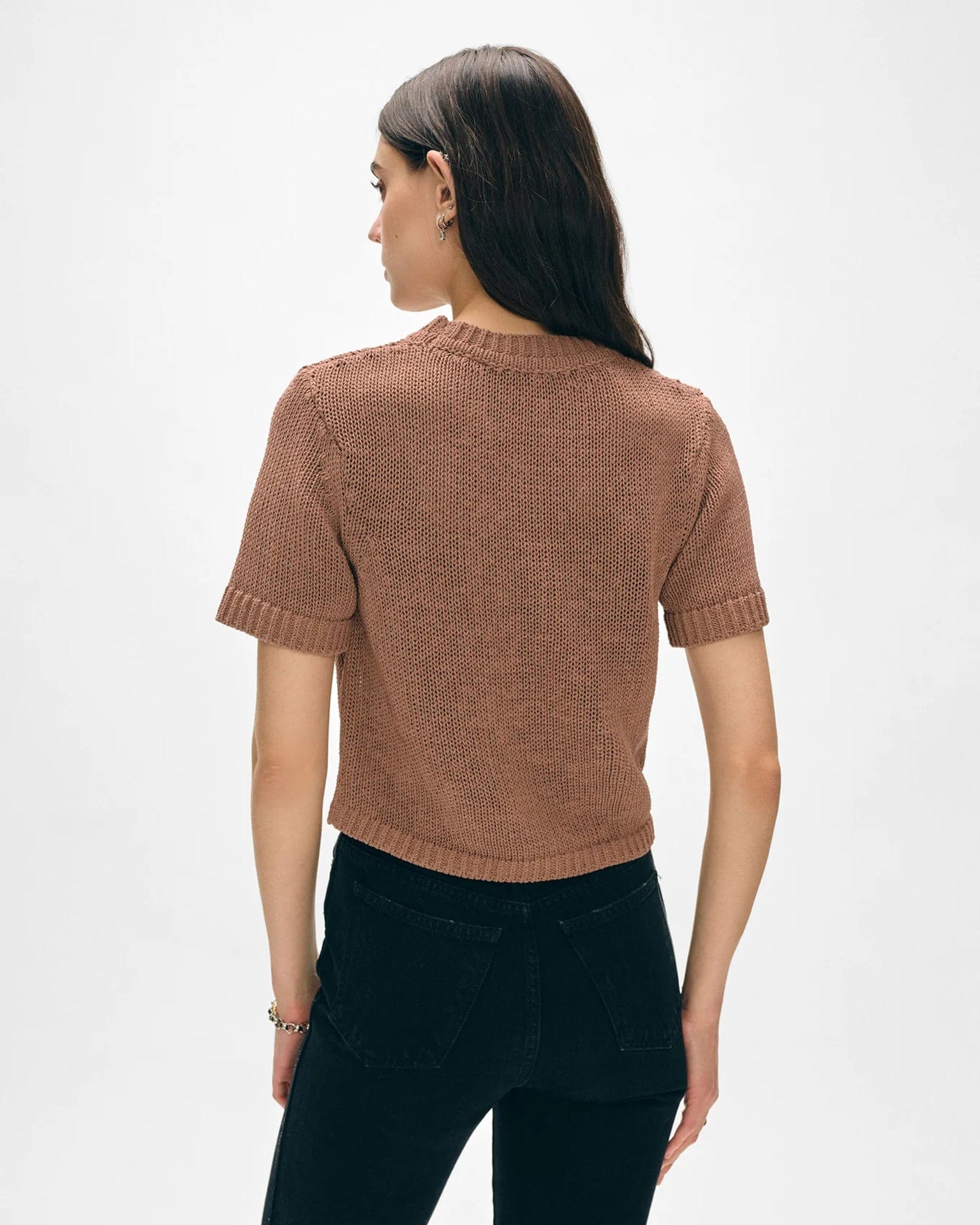Organic Cotton Tape TShirt Sweater in Clay