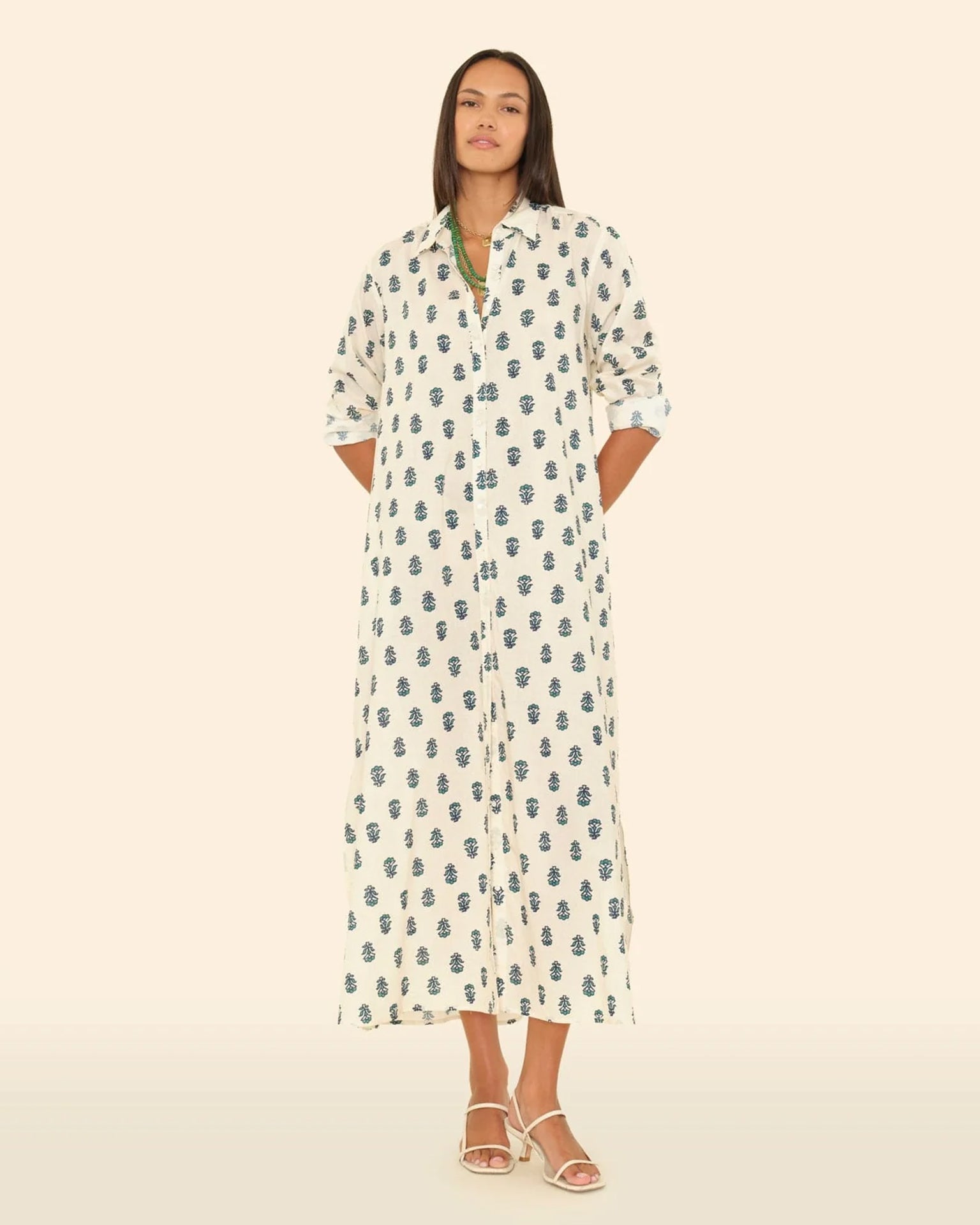 Boden Dress in Clover Stamp