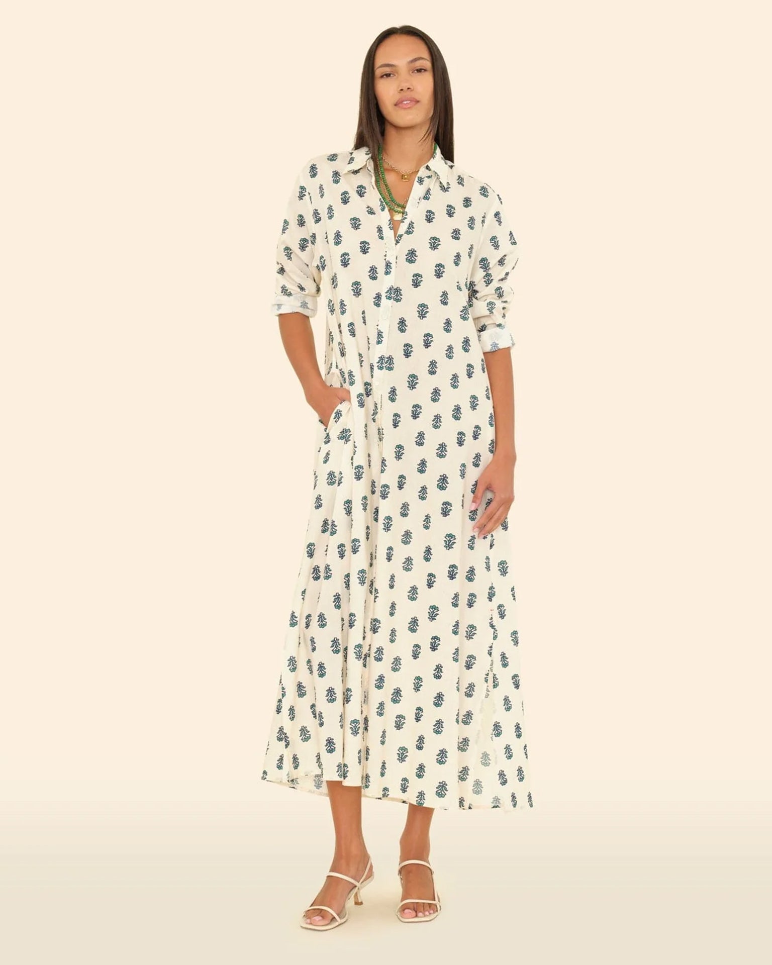 Boden Dress in Clover Stamp